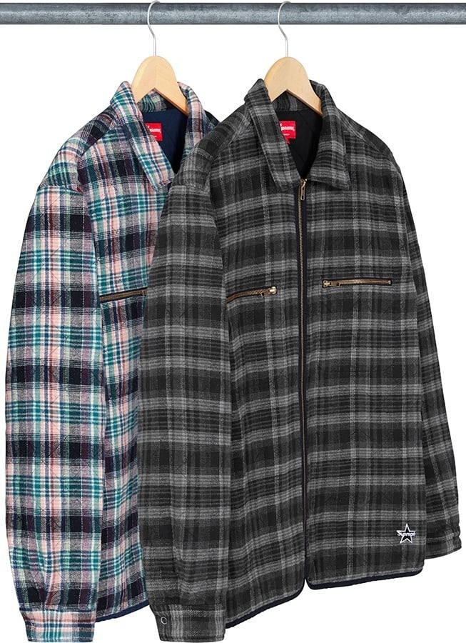 Quilted Plaid Zip Up Shirt